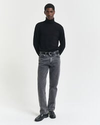 regular fit black wash jeans - black