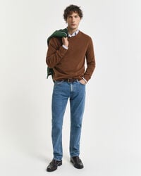 regular fit clean wash jeans - mid blue worn in