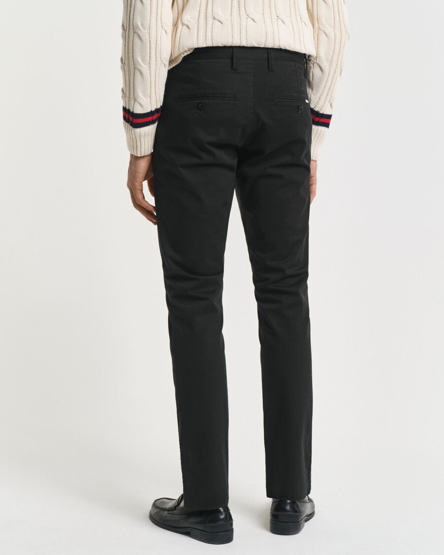 slim fit twill chinos - black