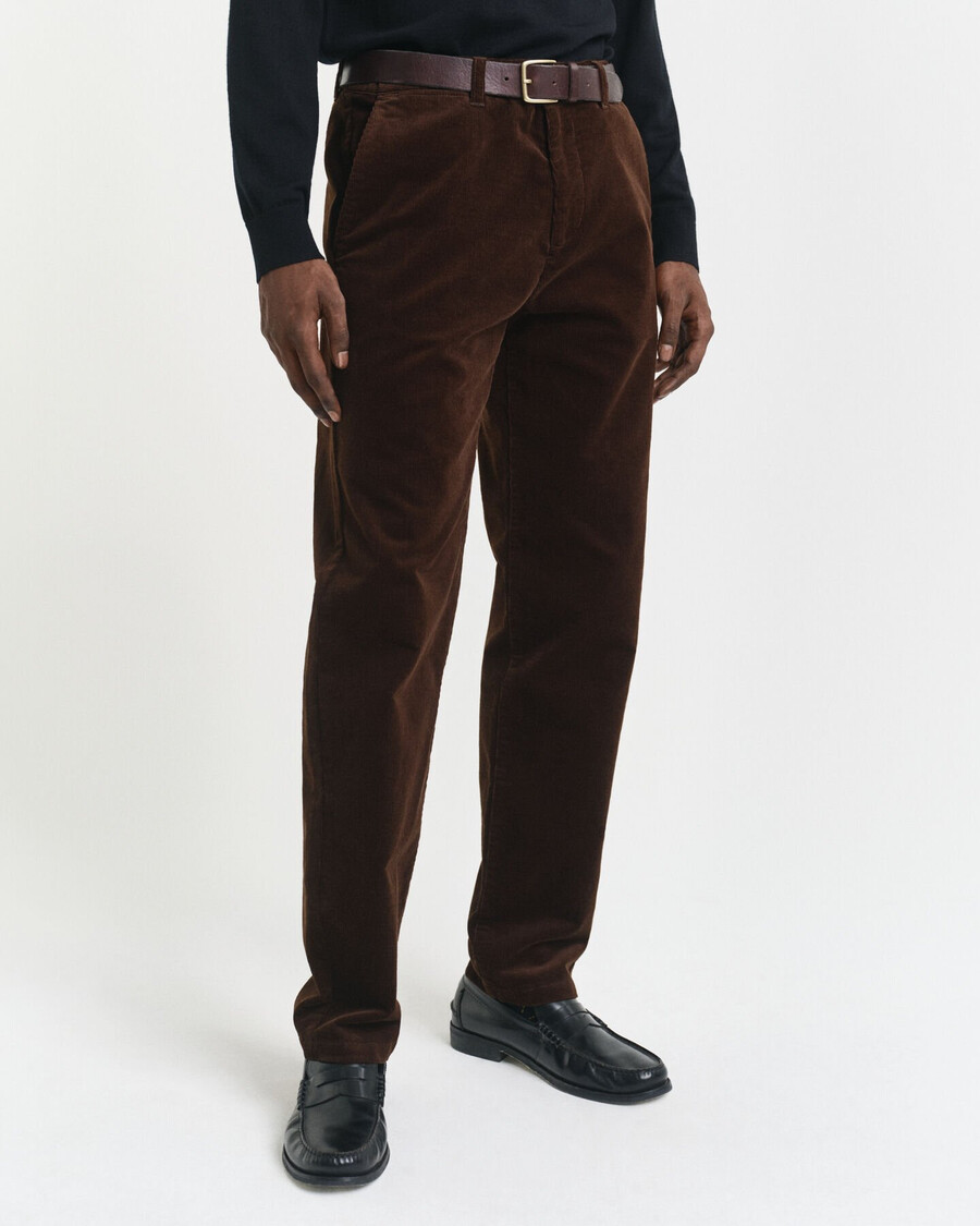 regular fit corduroy chinos - rich brown