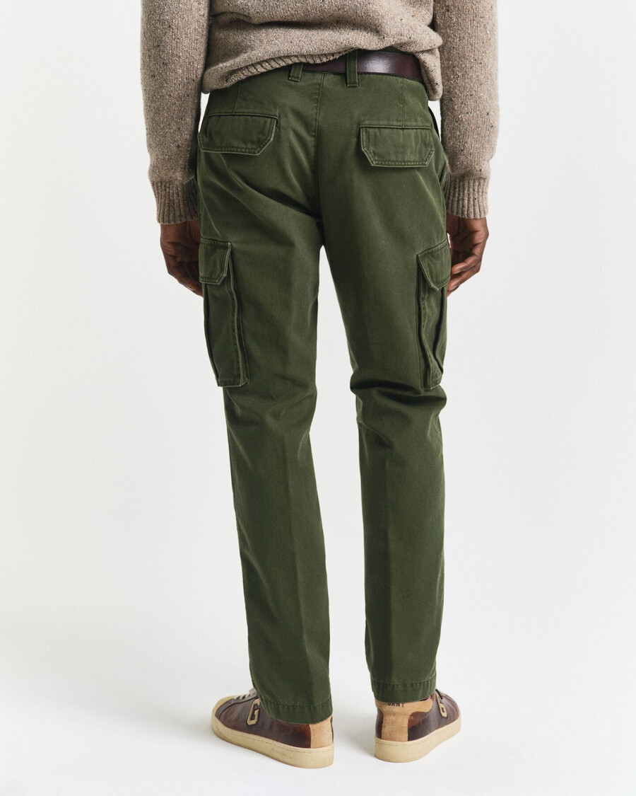regular fit cotton twill cargo pants - country green
