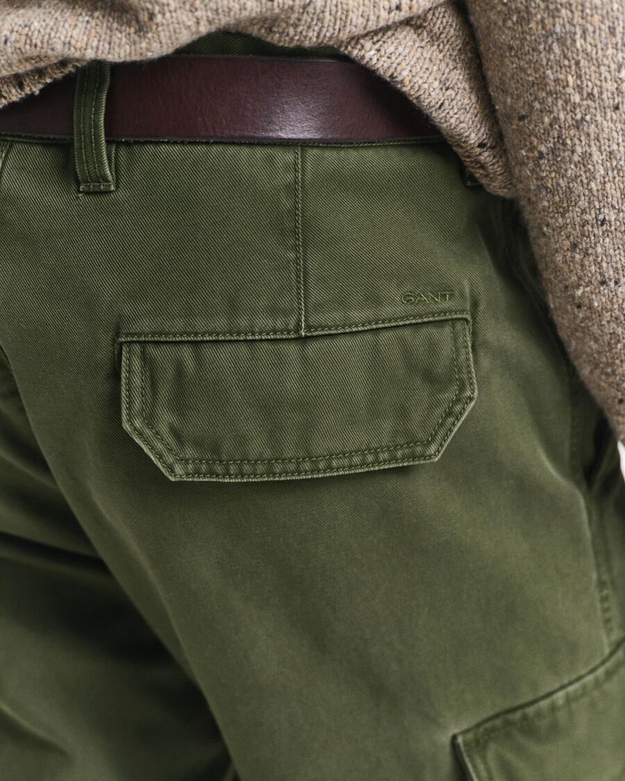 regular fit cotton twill cargo pants - country green