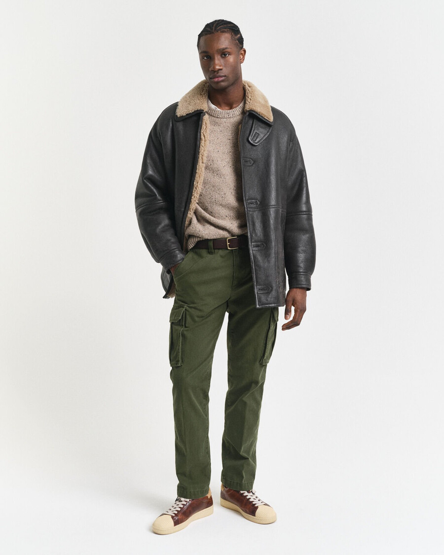 regular fit cotton twill cargo pants - country green