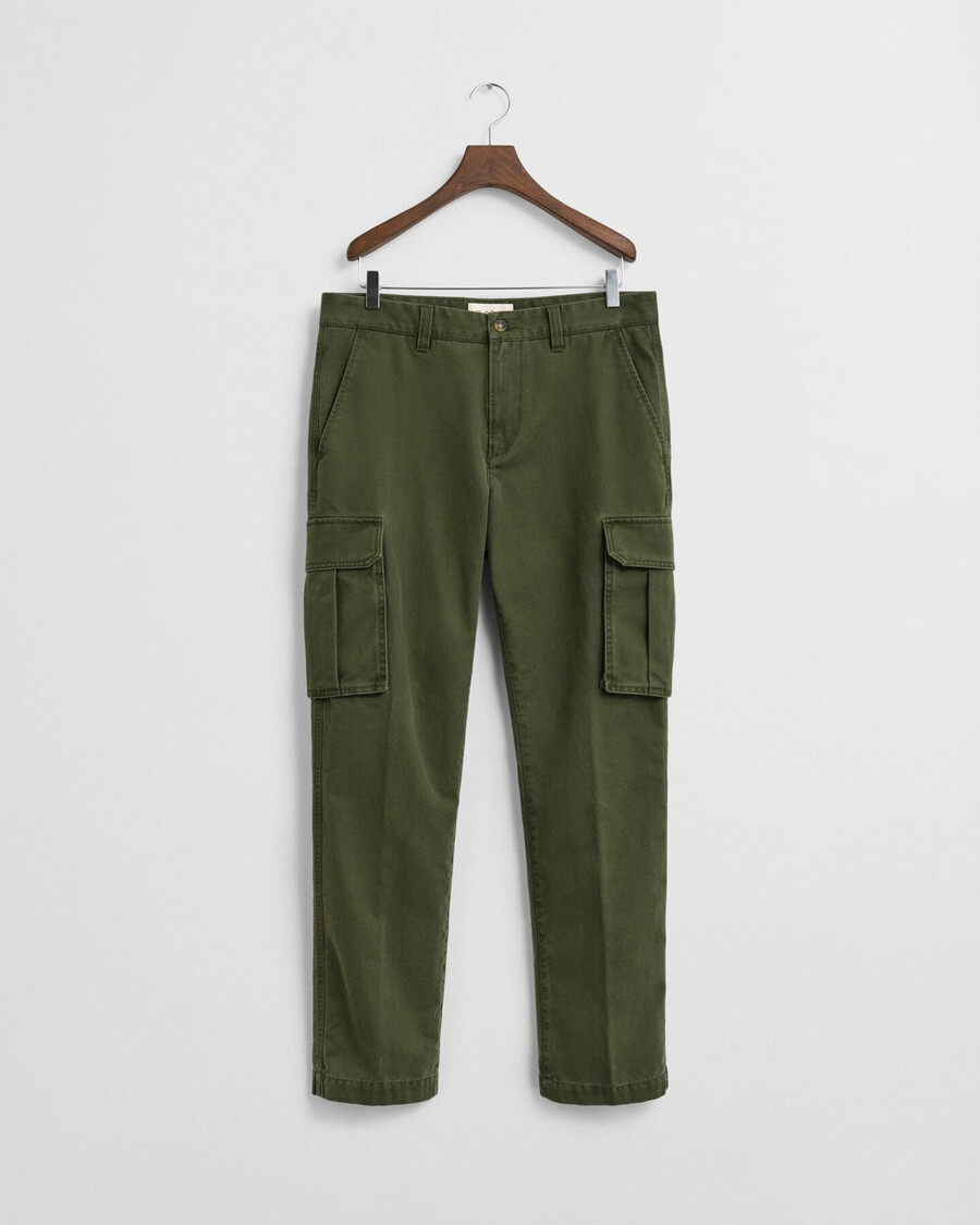 regular fit cotton twill cargo pants - country green