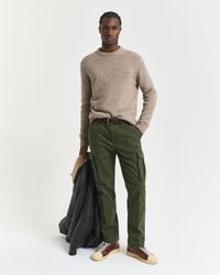 regular fit cotton twill cargo pants - country green