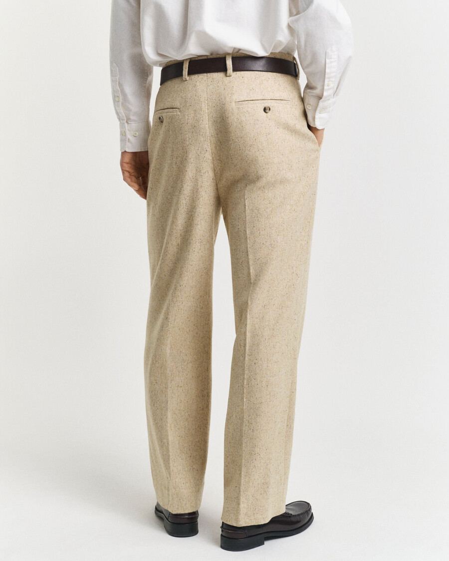 relaxed fit nepps herringbone suit pants - concrete beige