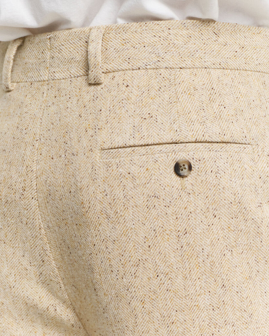 relaxed fit nepps herringbone suit pants - concrete beige
