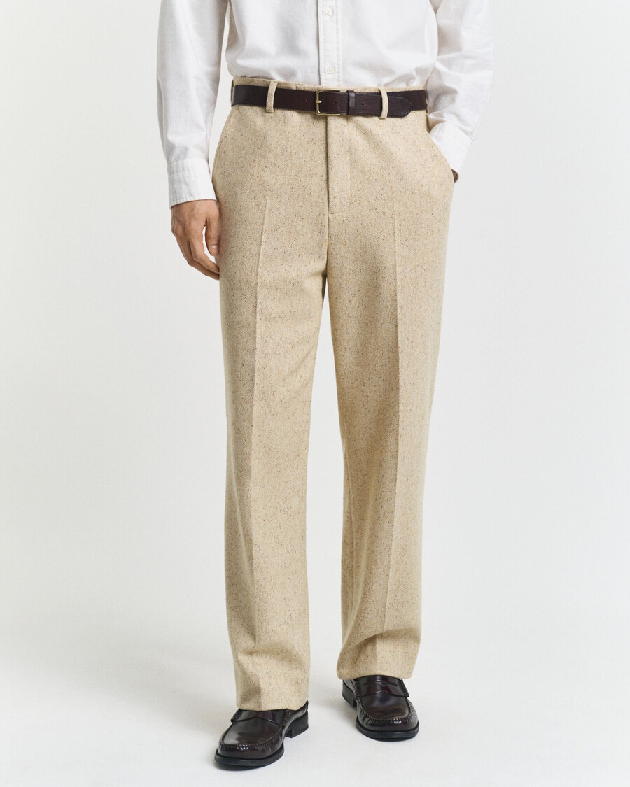 relaxed fit nepps herringbone suit pants - concrete beige