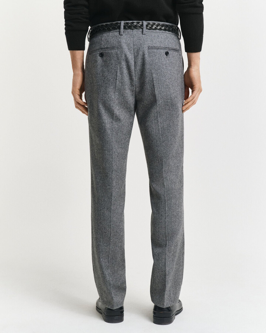 slim fit flannel herringbone suit pants - antracit melange