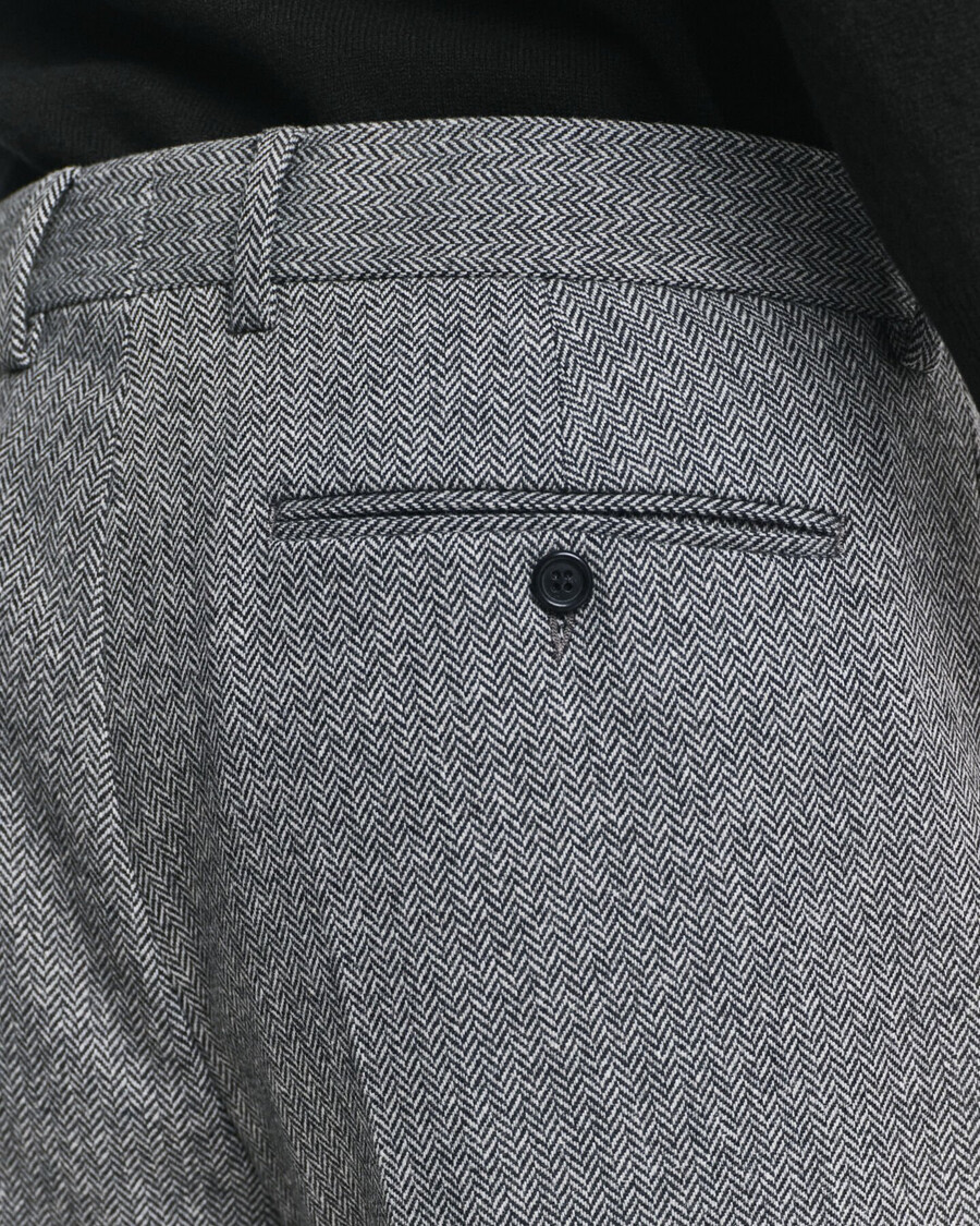 slim fit flannel herringbone suit pants - antracit melange