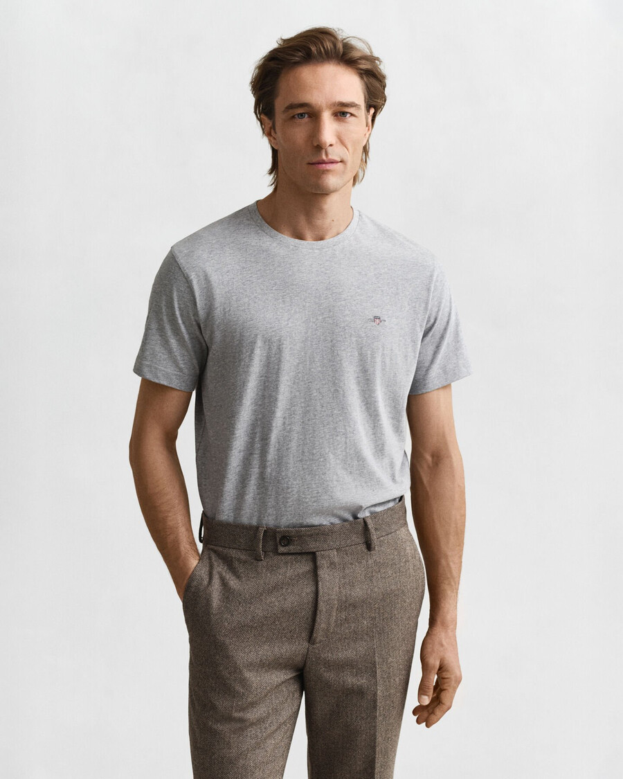 regular fit shield tshirt - grey melange