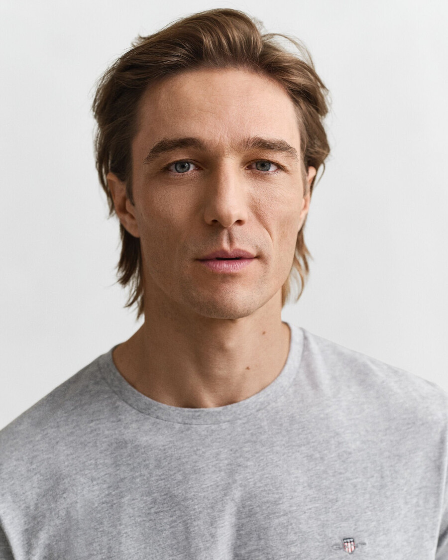 regular fit shield tshirt - grey melange