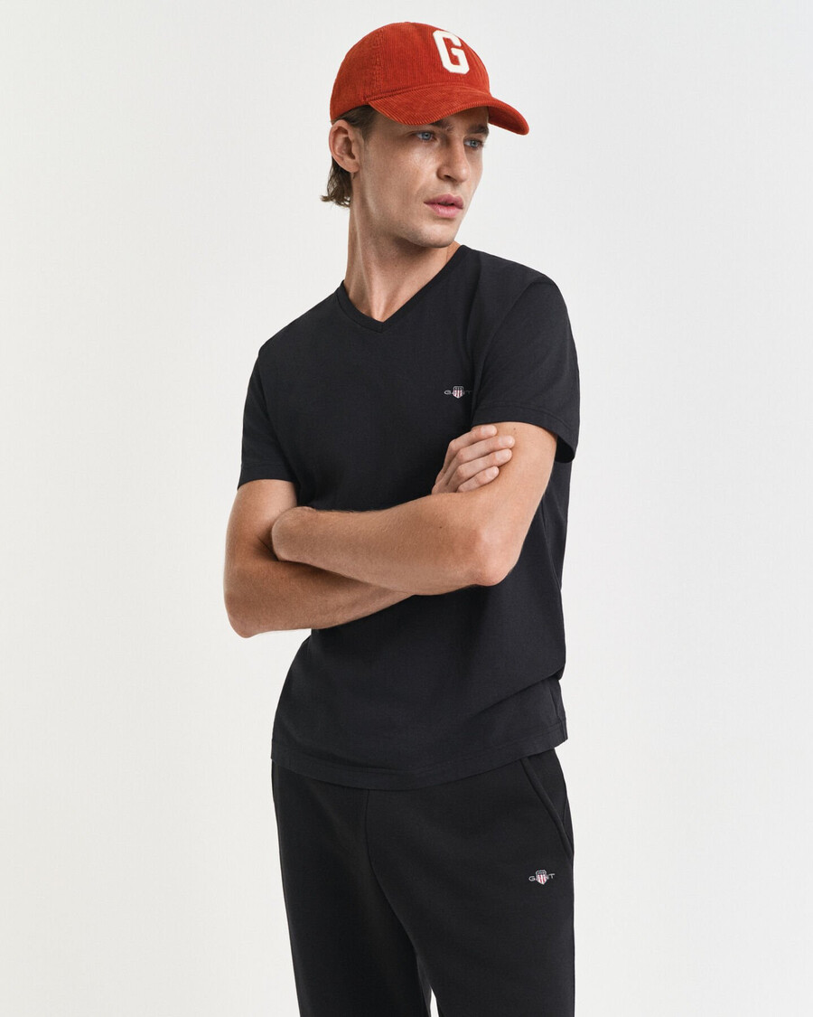 slim fit shield vneck tshirt - black