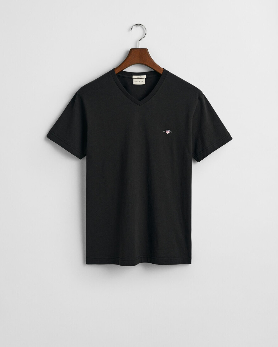 slim fit shield vneck tshirt - black