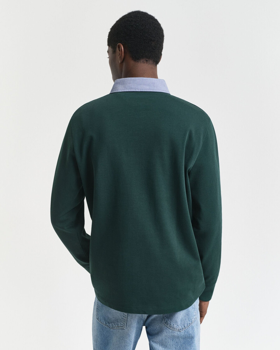 chambray collar heavy rugger - tartan green