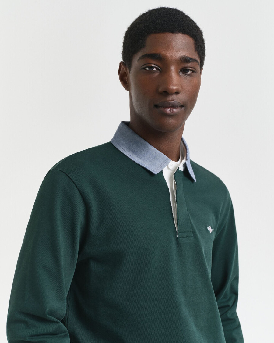 chambray collar heavy rugger - tartan green