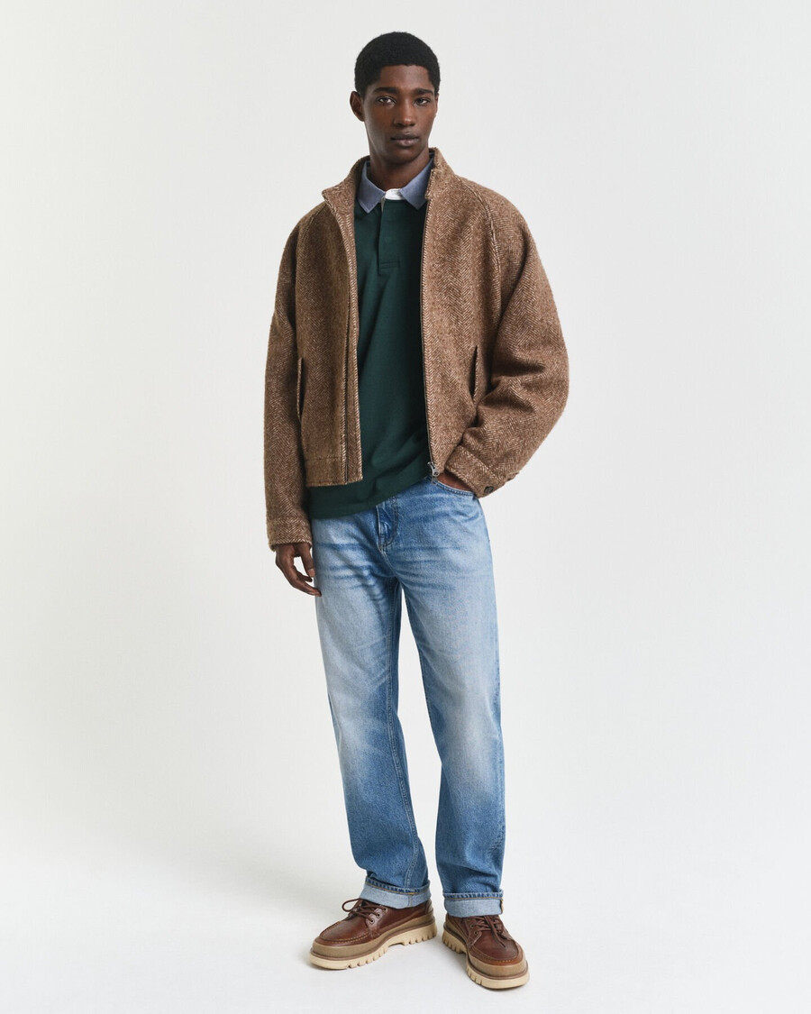 chambray collar heavy rugger - tartan green