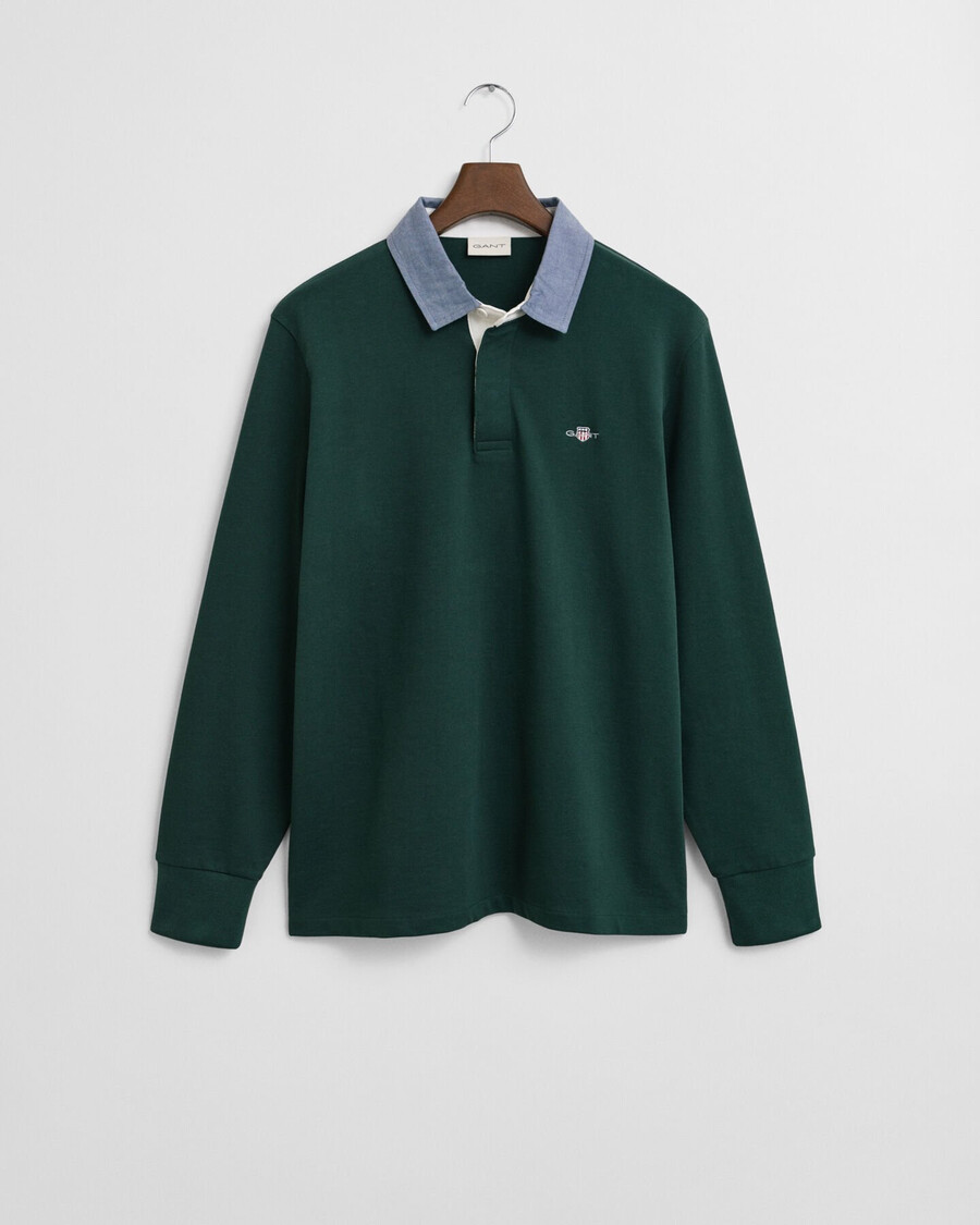 chambray collar heavy rugger - tartan green