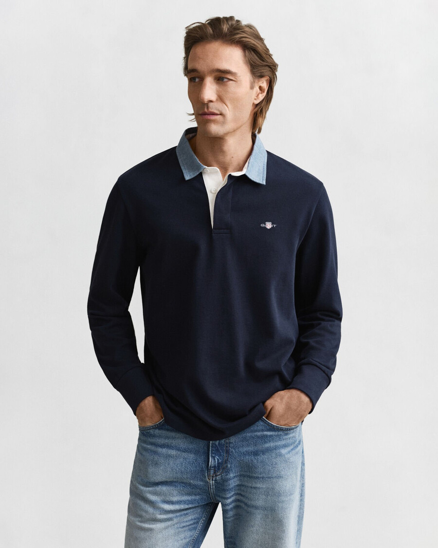 chambray collar heavy rugger - evening blue