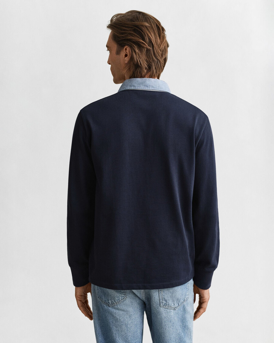 chambray collar heavy rugger - evening blue