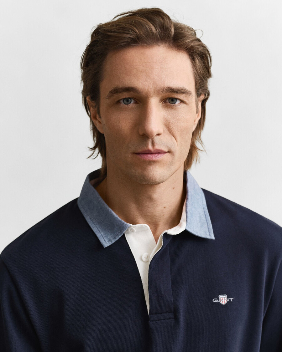 chambray collar heavy rugger - evening blue