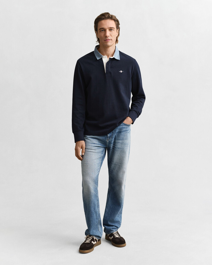 chambray collar heavy rugger - evening blue