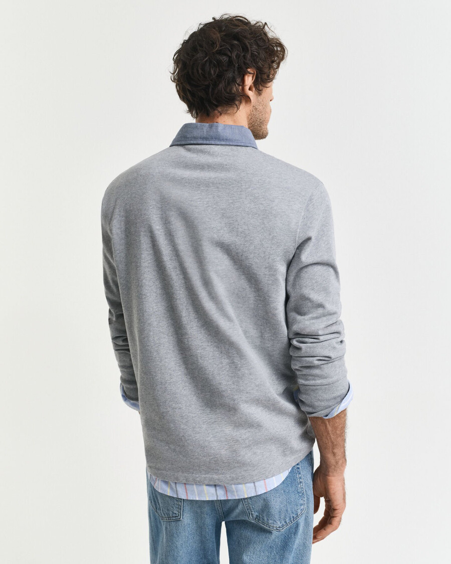chambray collar heavy rugger - grey melange