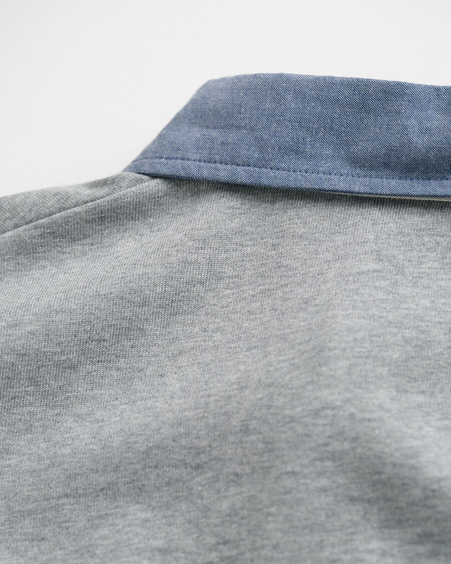 chambray collar heavy rugger - grey melange