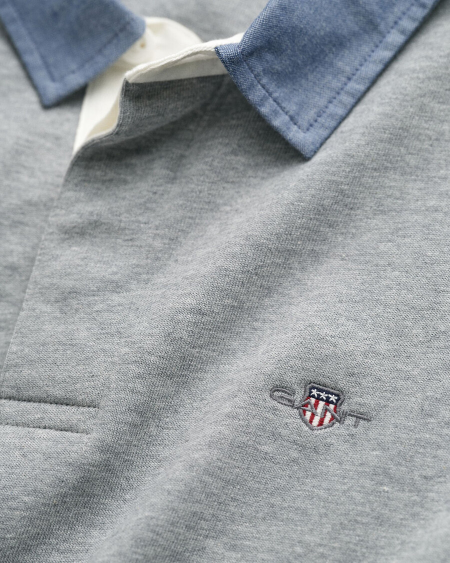 chambray collar heavy rugger - grey melange