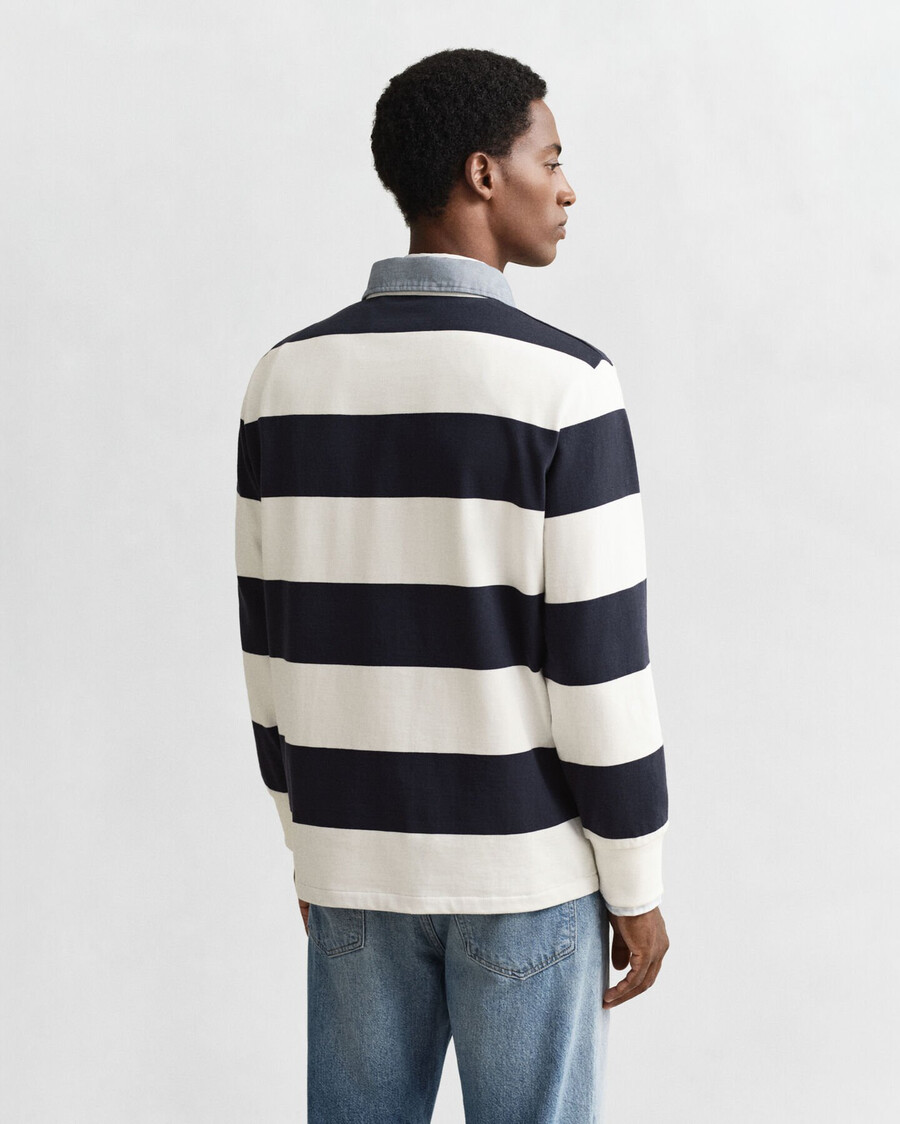 chambray collar striped heavy rugger - eggshell