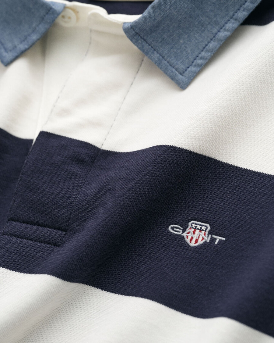 chambray collar striped heavy rugger - eggshell