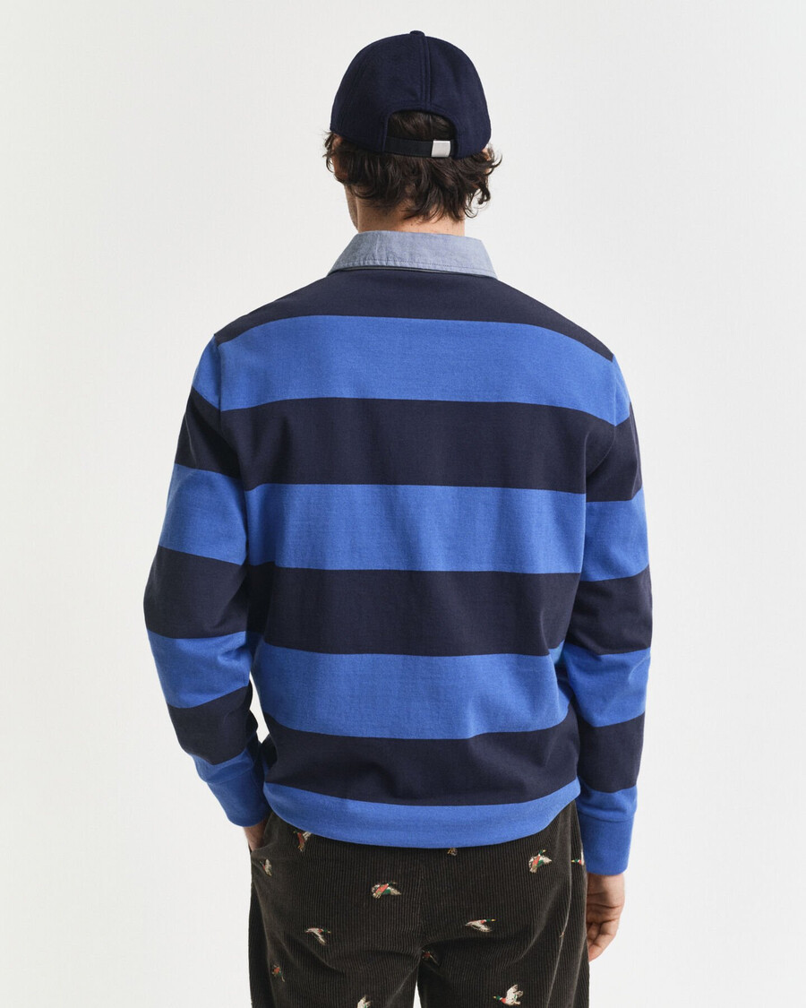 chambray collar striped heavy rugger - rich blue