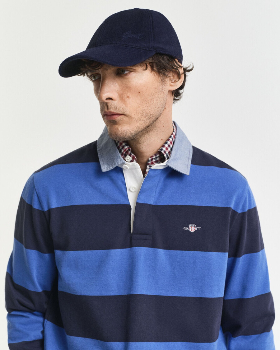 chambray collar striped heavy rugger - rich blue