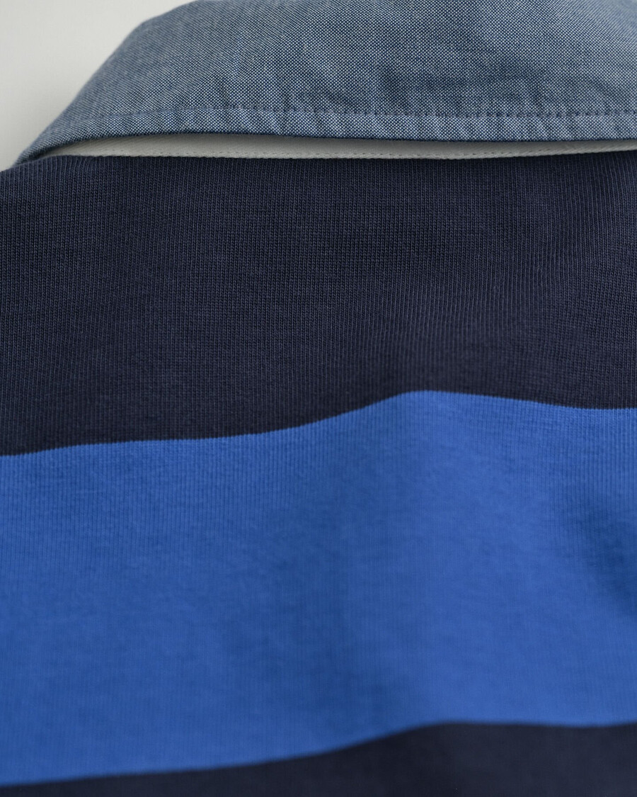 chambray collar striped heavy rugger - rich blue