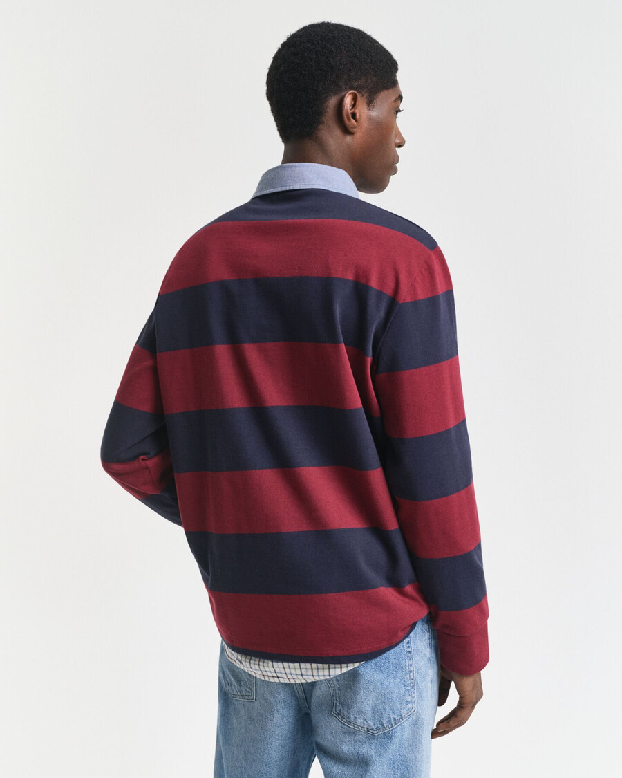 chambray collar striped heavy rugger - plumped red