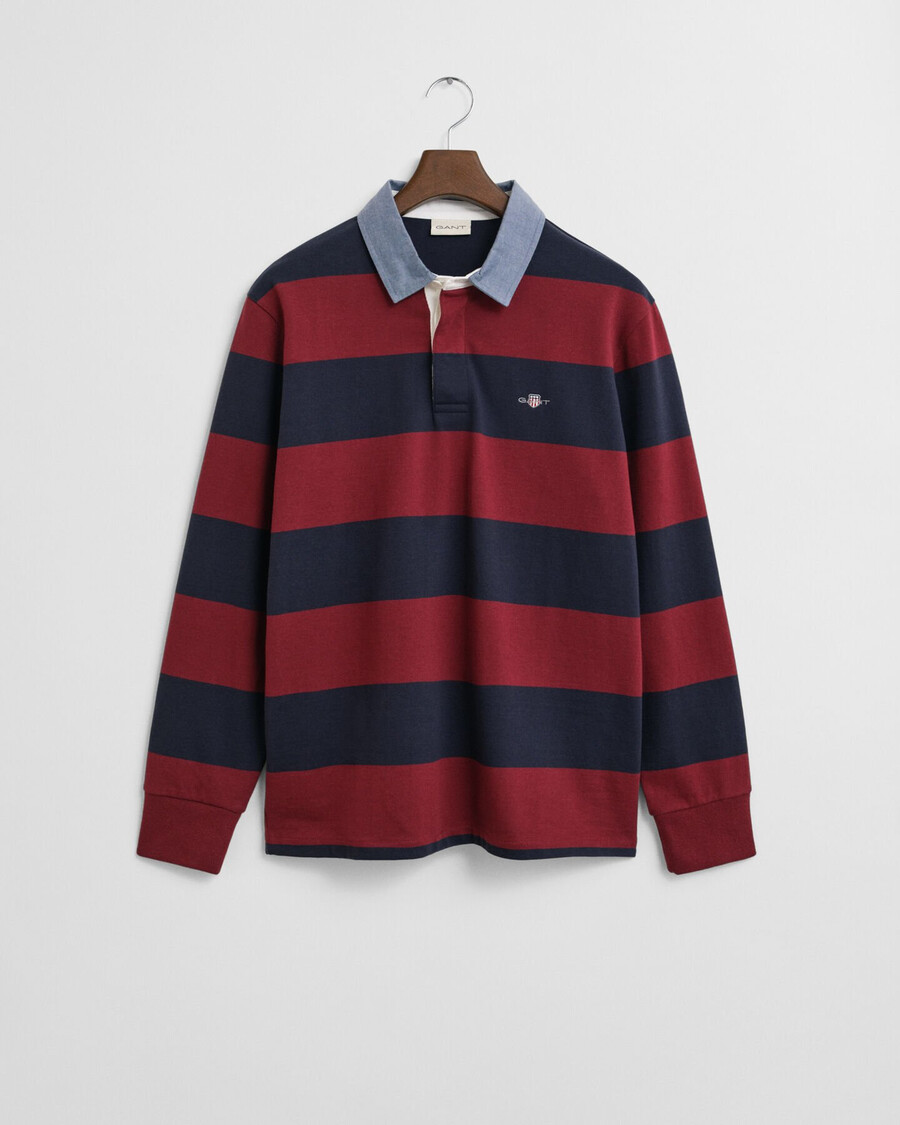 chambray collar striped heavy rugger - plumped red
