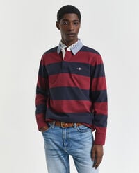chambray collar striped heavy rugger - plumped red