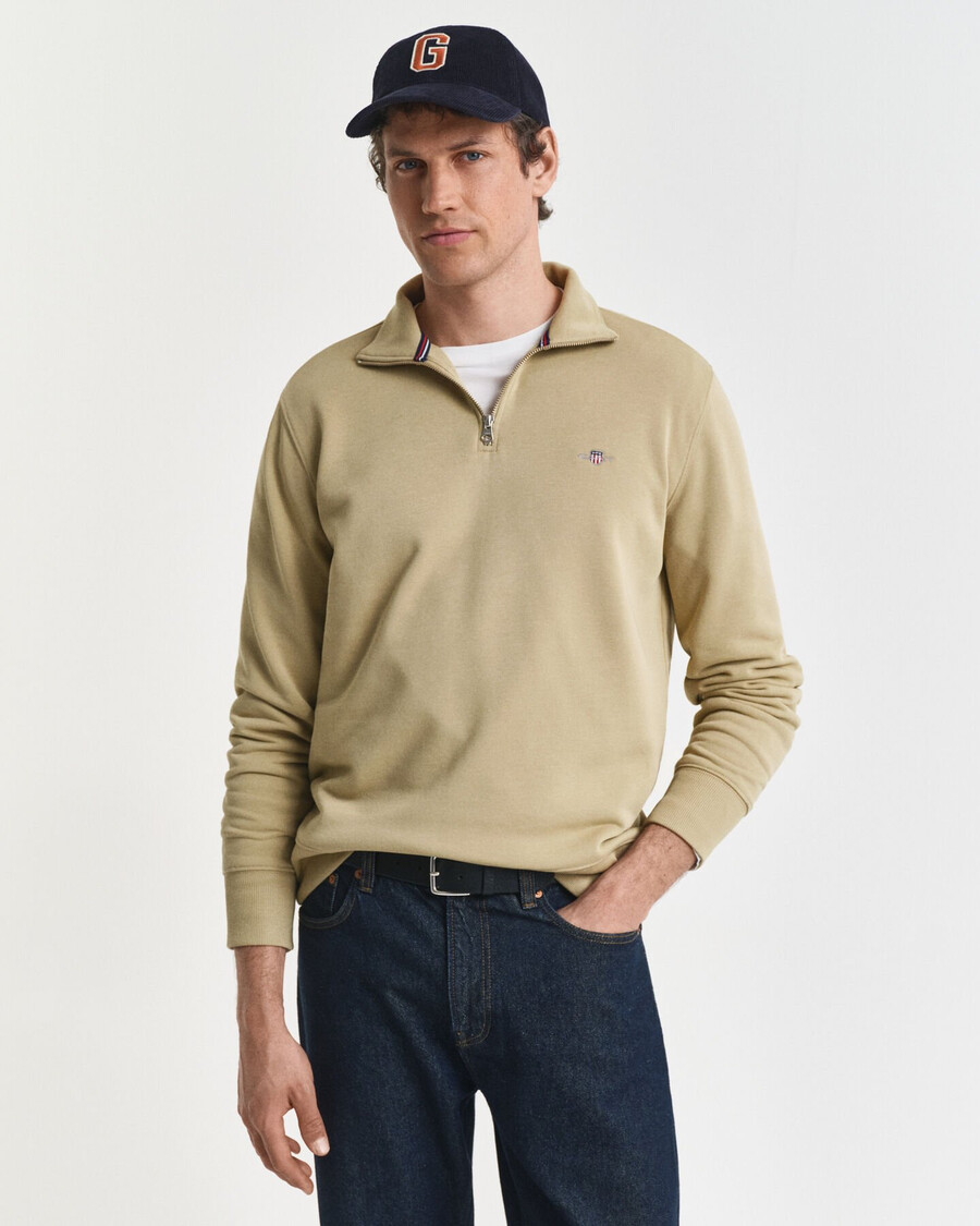 shield halfzip sweatshirt - woody beige