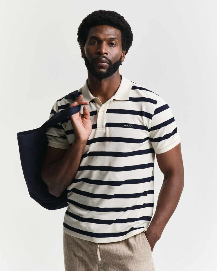 striped polo shirt - cream