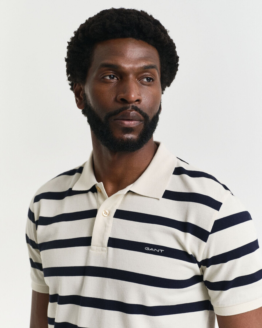 striped polo shirt - cream