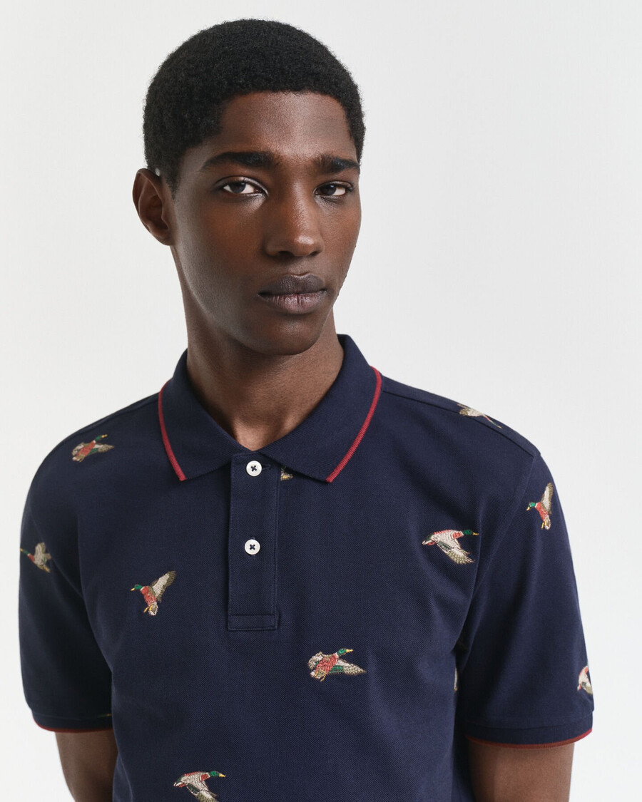 embroidered polo shirt - evening blue