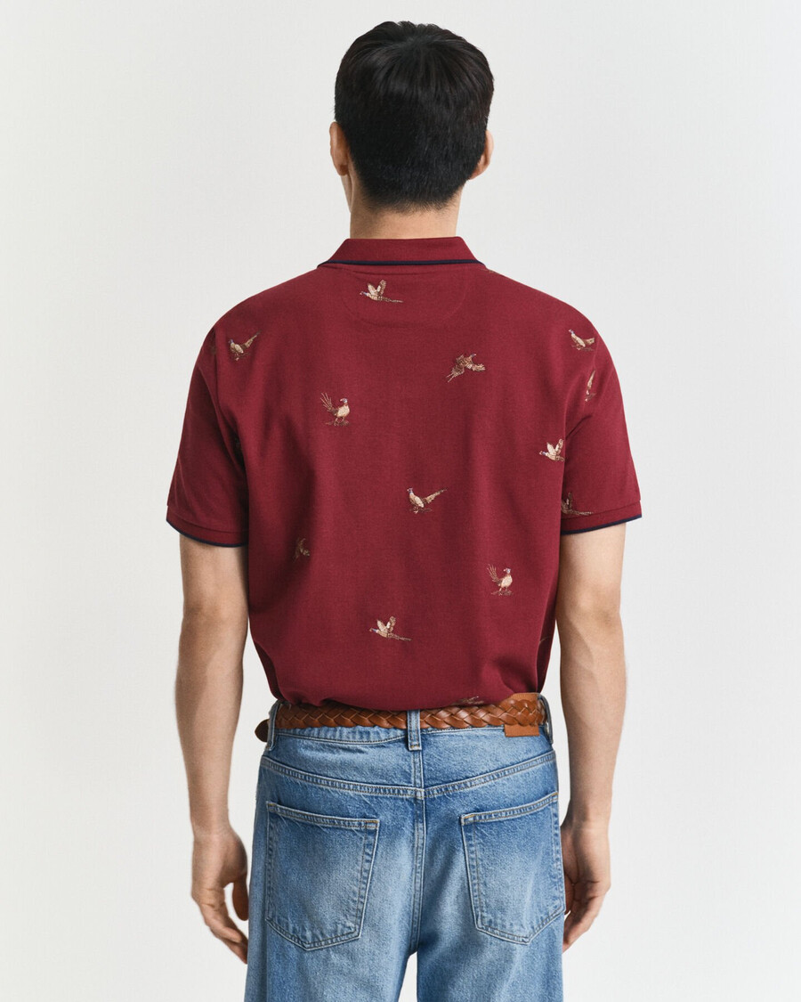 embroidered polo shirt - plumped red