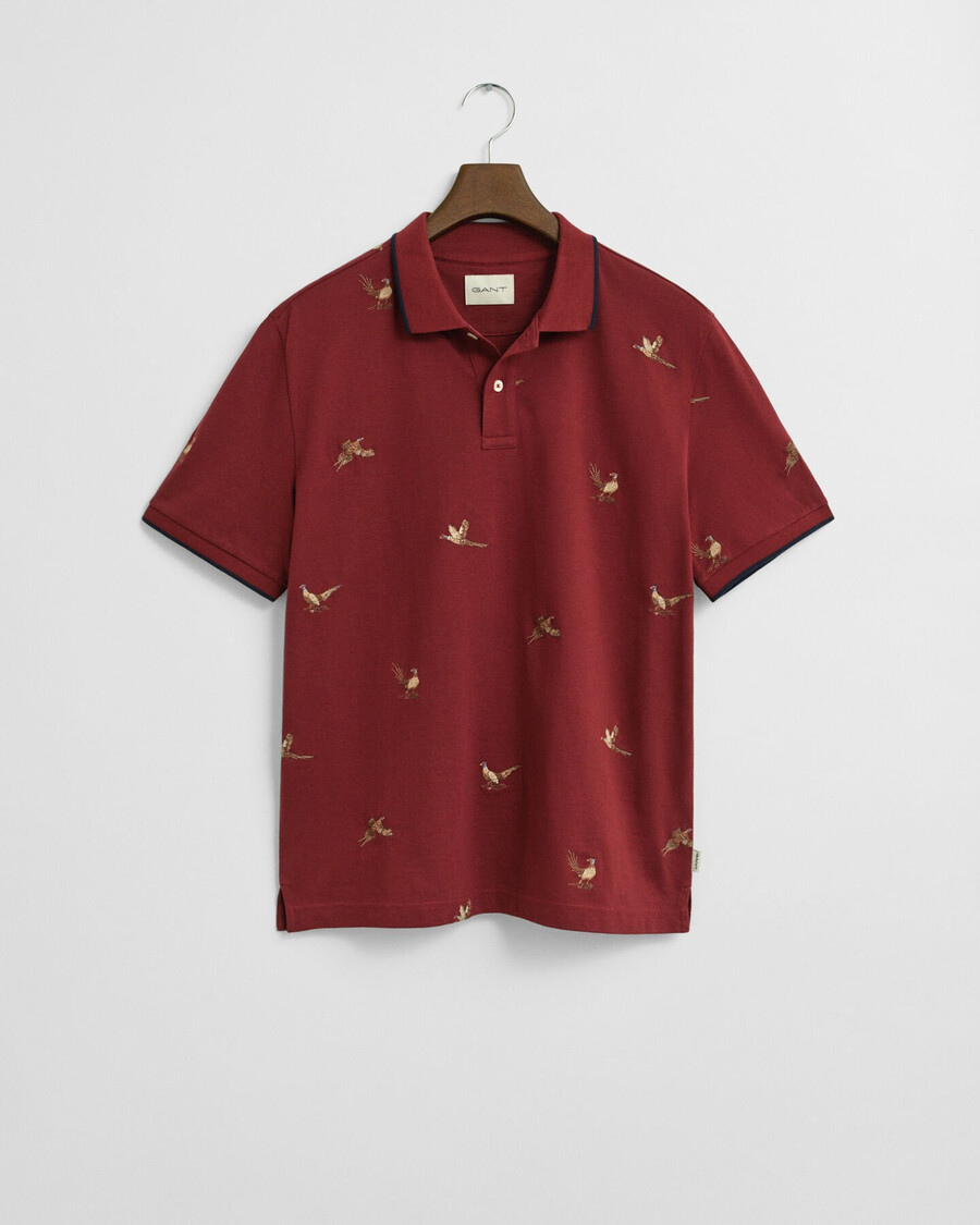 embroidered polo shirt - plumped red