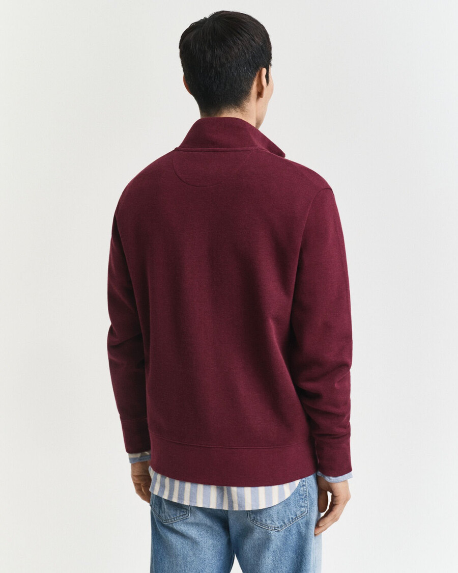 sacker rib zip cardigan - winter wine