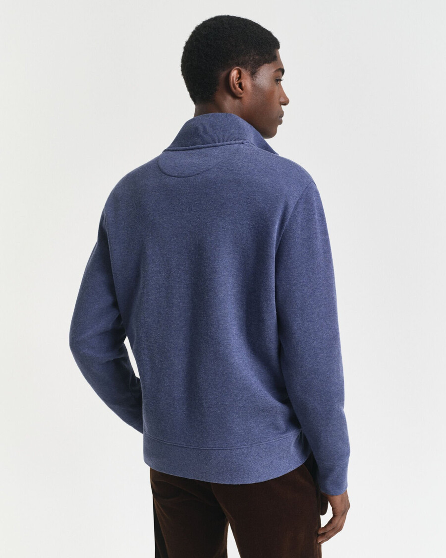 sacker rib zip cardigan - dk jeansblue melange