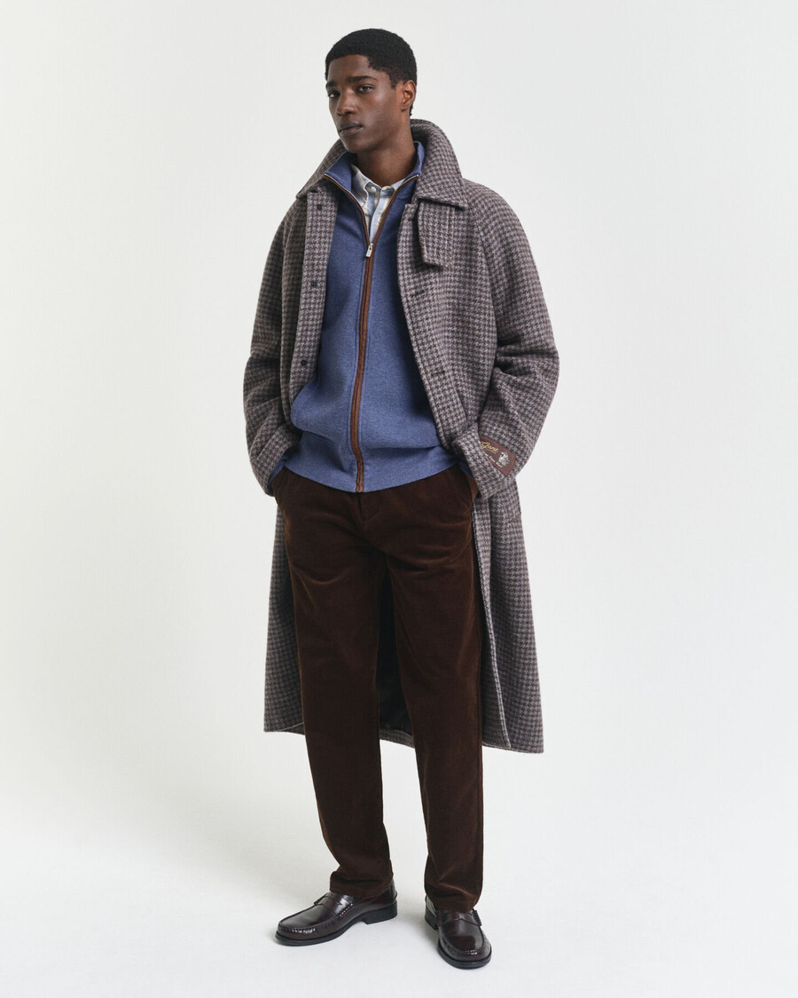 sacker rib zip cardigan - dk jeansblue melange