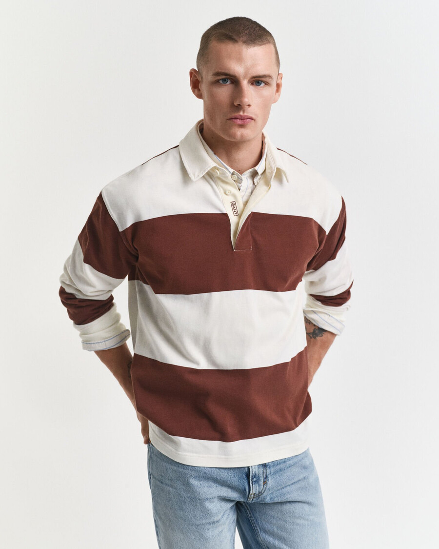 block striped heavy rugger - mahogany brown