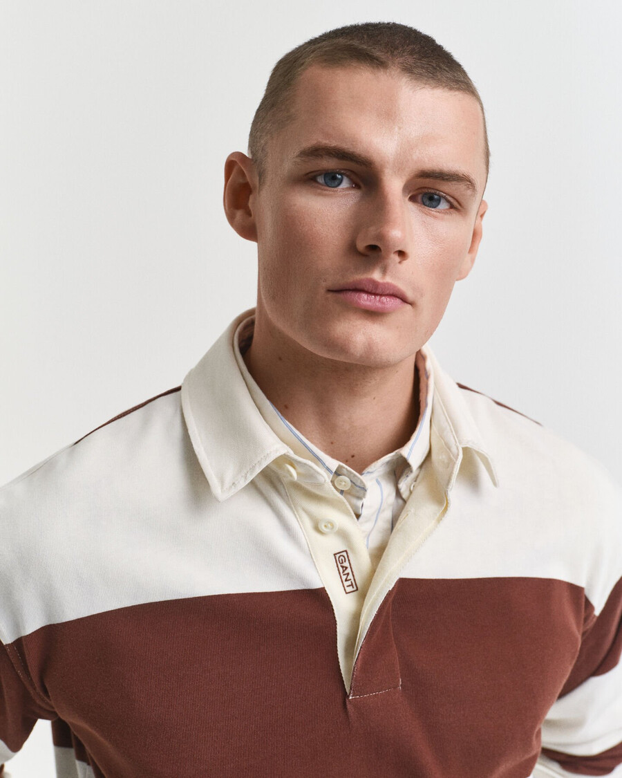block striped heavy rugger - mahogany brown