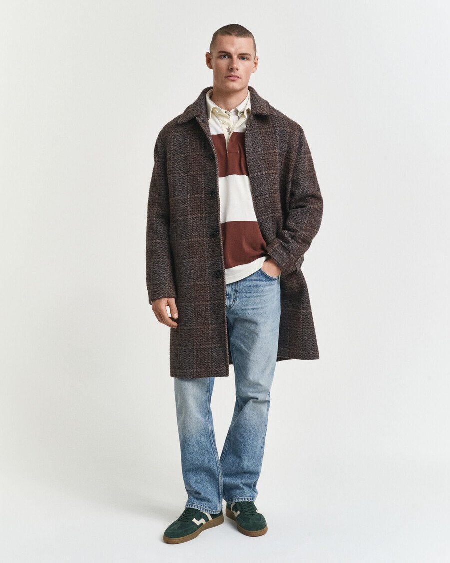 block striped heavy rugger - mahogany brown