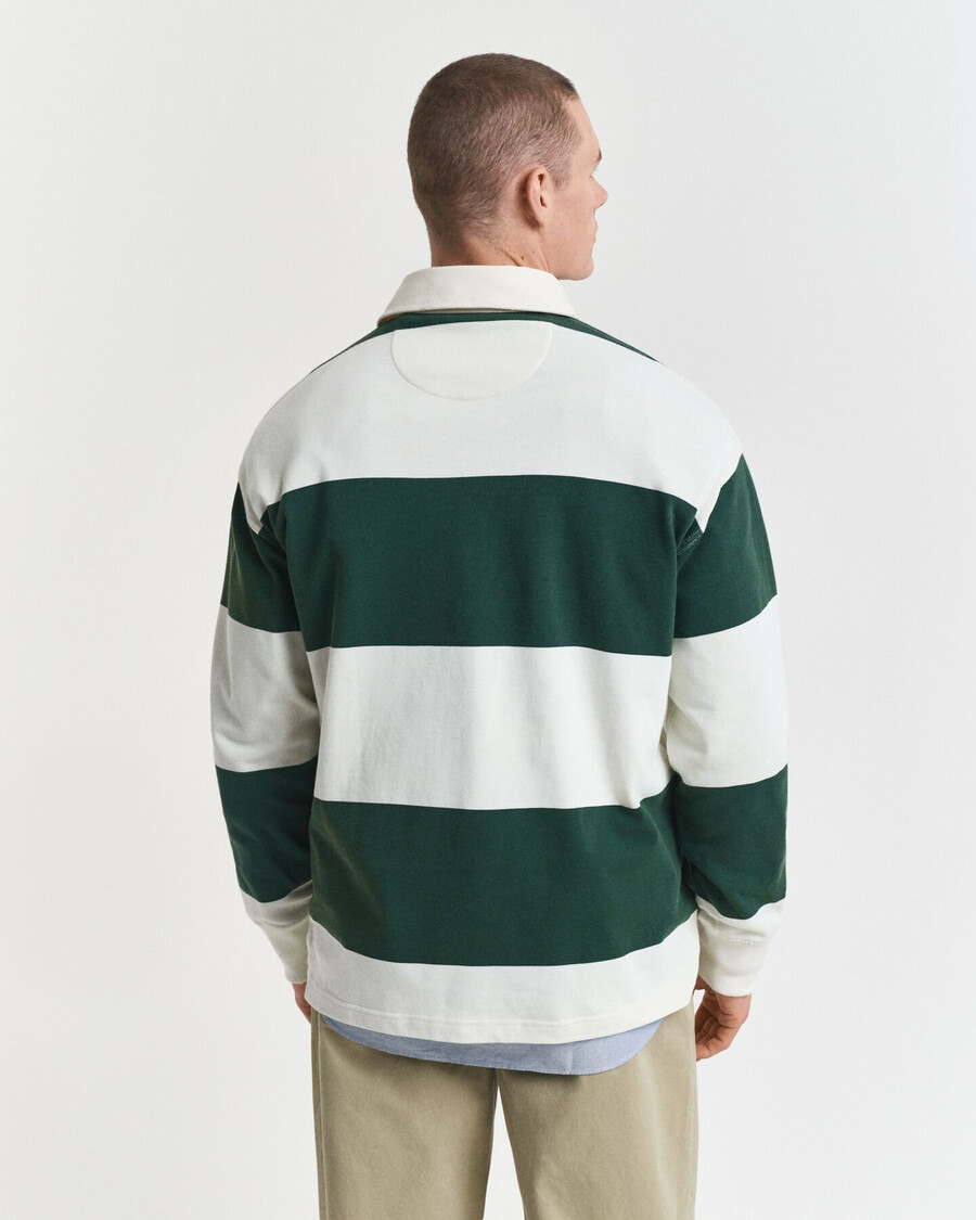 block striped heavy rugger - forest green
